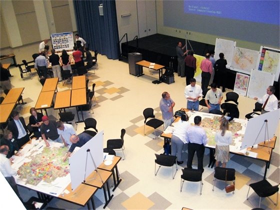 overhead view of workshop