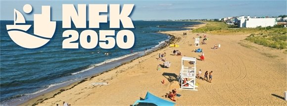beach scene with NFK2050 logo