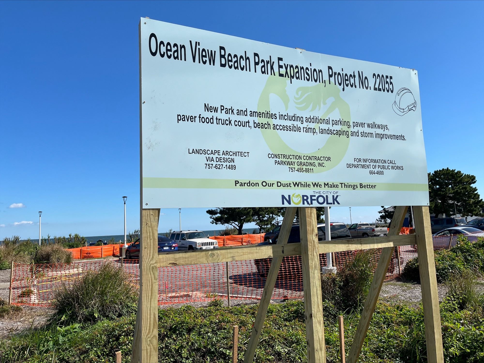 ov beach project sign at the beach