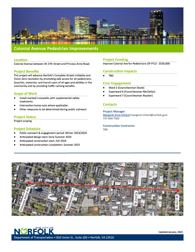 Improve Colonial Ave For Pedestrians Opens in new window