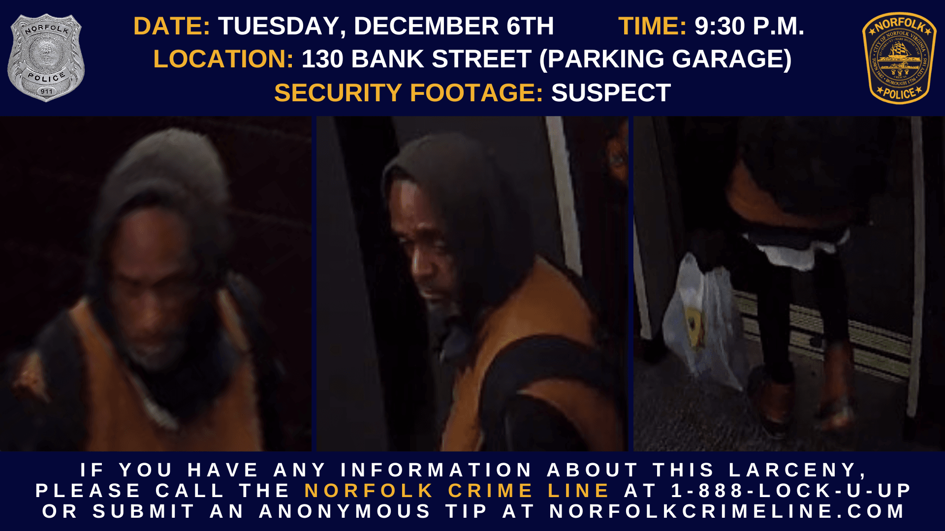 Larceny Suspect - Parking Garage