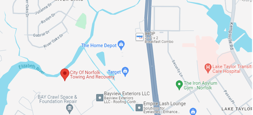 Map Image of Norfolk Towing and Recovery